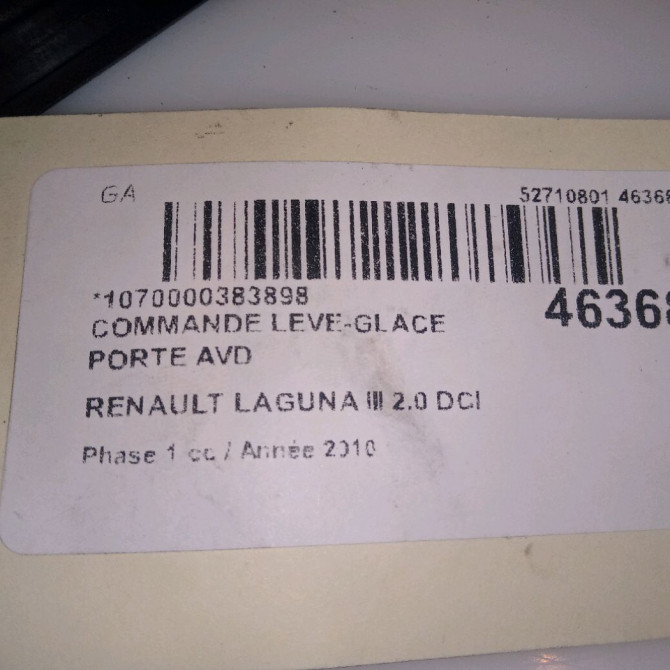 Commande lève-glace porte avant droite occasion RENAULT LAGUNA III Phase 1 10-2007->10-2010 2.0 DCI 130ch 4