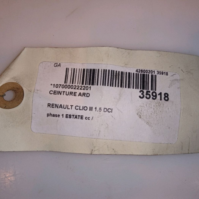 Ceinture arrière droite occasion RENAULT CLIO III phase 1 ESTATE 01-2008->03-2009 1.5 DCI 85ch 8200838238 4