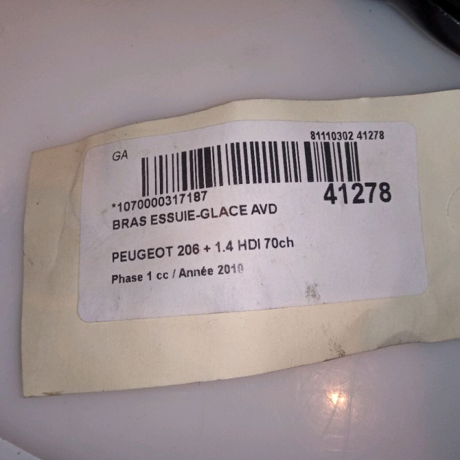 Bras essuie-glace avant droit occasion PEUGEOT 206 + Phase 1 03-2009->05-2013 1.4 HDI 70ch 6429R9 4
