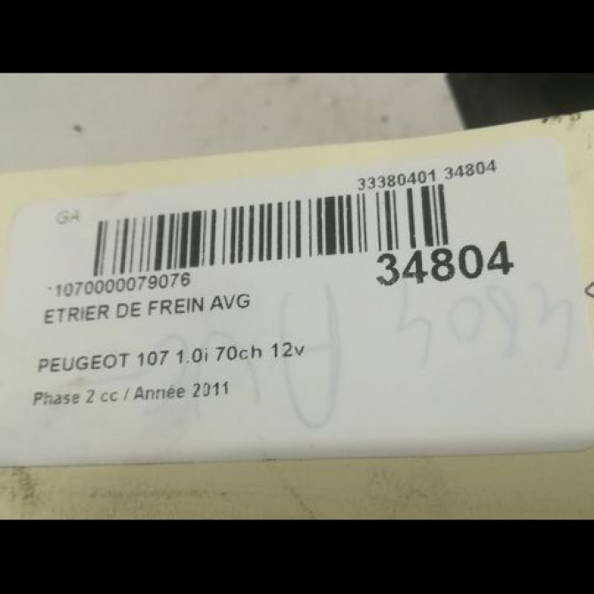 Etrier de frein avant gauche occasion PEUGEOT 107 Phase 2 01-2009->01-2012 1.0i 70ch 12v 4401G8 3