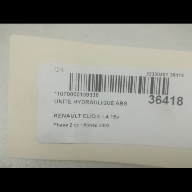 Unité hydraulique ABS occasion RENAULT CLIO II Phase 2 06-2001->07-2006 1.4 16v 7701067629 3