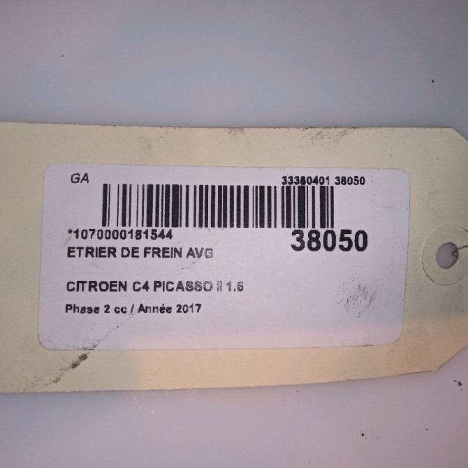 Etrier de frein avant gauche occasion CITROEN C4 PICASSO II Phase 2 09-2016->... 1.6 BLUEHDI 120ch 1609897280 4
