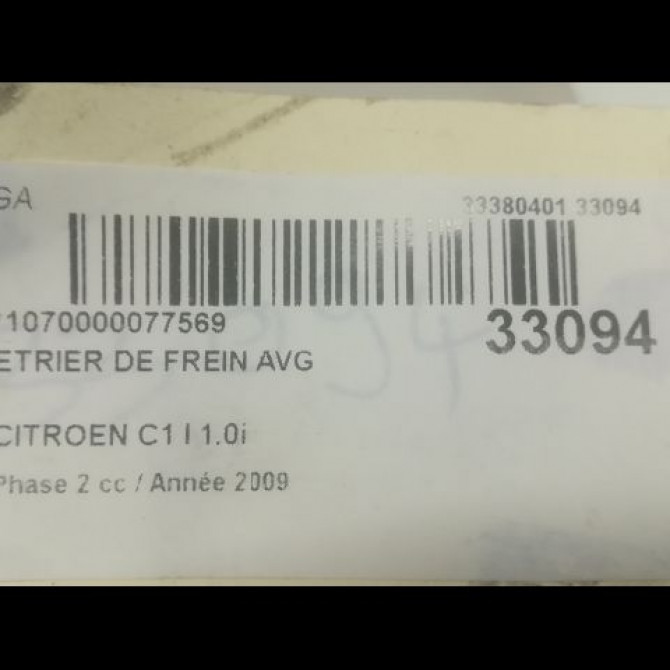 Etrier de frein avant gauche occasion CITROEN C1 I Phase 2 11-2008->01-2012 1.0i 4401G8 3