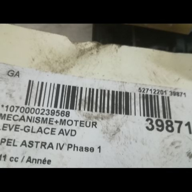 Mecanisme + moteur lève-glace avant droit occasion OPEL ASTRA IV Phase 1 01-2010->06-2012 13313569 3