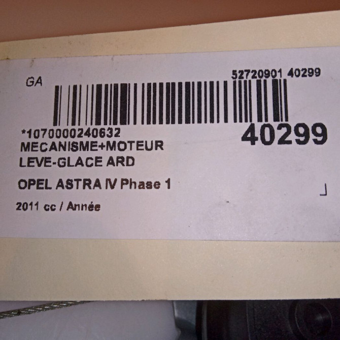 Mecanisme+moteur leve-glace ard occasion OPEL ASTRA IV Phase 1 01-2010->06-2012 13350764 5
