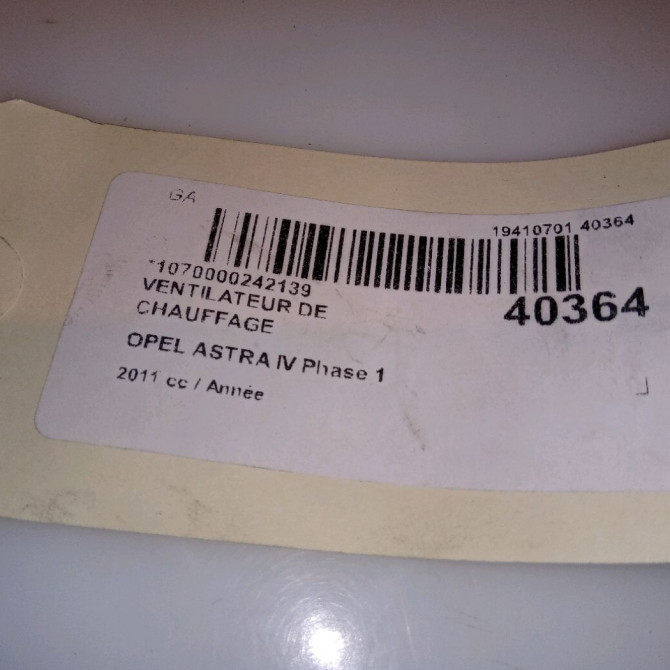 Ventilateur de chauffage occasion OPEL ASTRA IV Phase 1 01-2010->06-2012 13276230 4