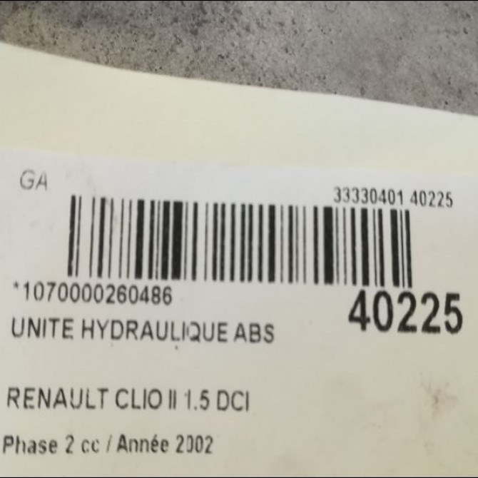 Unité hydraulique ABS occasion RENAULT CLIO II Phase 2 06-2001->07-2006 1.5 DCI 55ch 7701050132 3