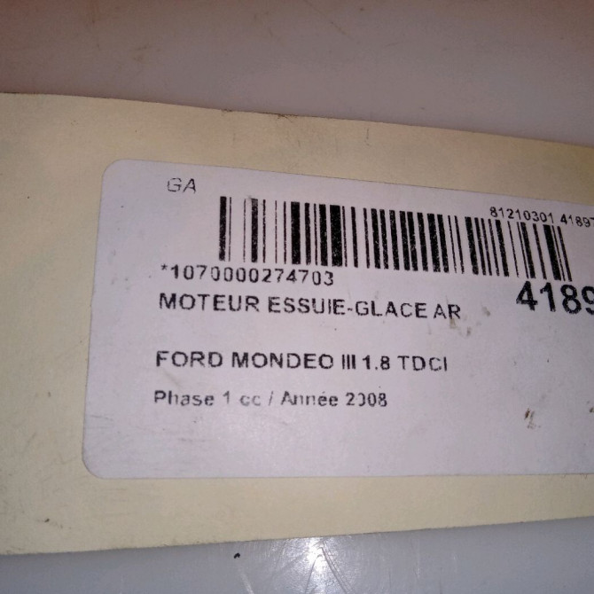 Moteur essuie-glace arrière occasion FORD MONDEO III Phase 1 06-2007->09-2010 1.8 TDCI 125ch 1675328 5
