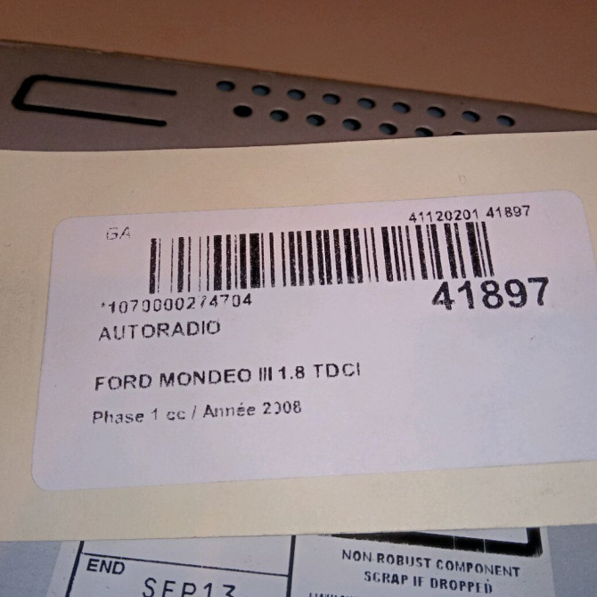 Autoradio occasion FORD MONDEO III Phase 1 06-2007->09-2010 1.8 TDCI 125ch 1818660 5