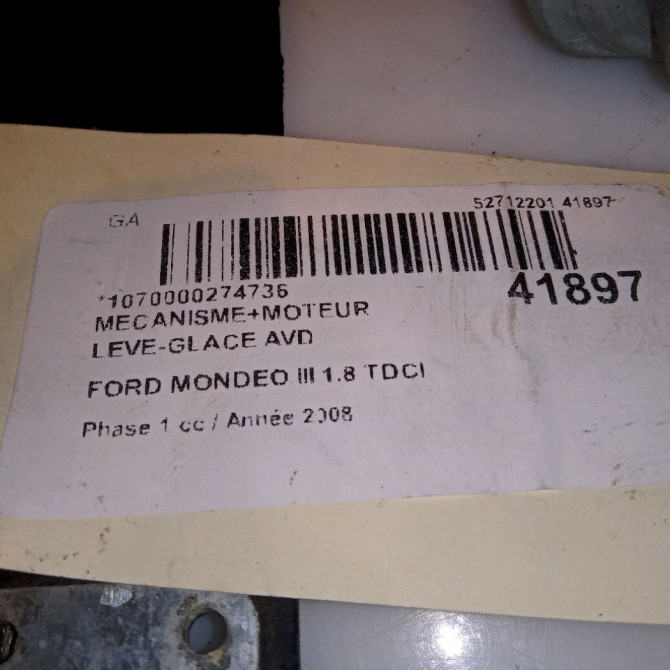 Mecanisme + moteur lève-glace avant droit occasion FORD MONDEO III Phase 1 06-2007->09-2010 1.8 TDCI 125ch 1881203 5