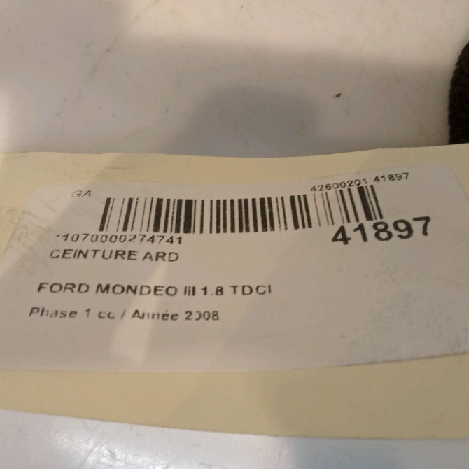 Ceinture arrière droite occasion FORD MONDEO III Phase 1 06-2007->09-2010 1.8 TDCI 125ch 1792379 5