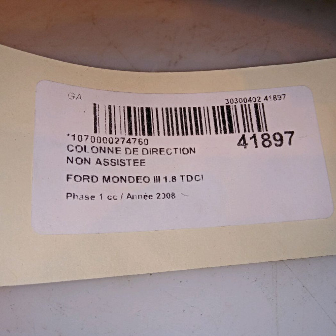 Colonne de direction non assistee occasion FORD MONDEO III Phase 1 06-2007->09-2010 1.8 TDCI 125ch 1819196 4