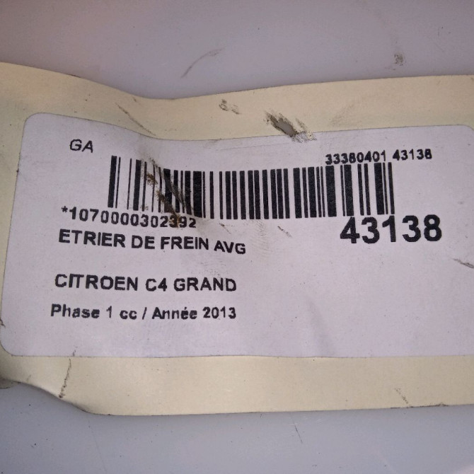 Etrier de frein avant gauche occasion CITROEN C4 GRAND PICASSO II Phase 1 04-2013->... 1.6 e-HDi 115ch 1609897280 4