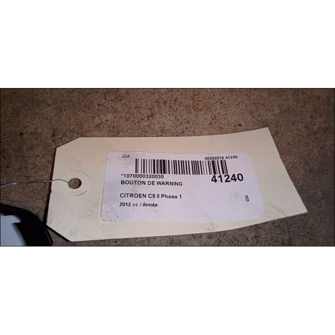 Bouton de warning occasion CITROEN C5 II Phase 1 04-2008->... 649054 3