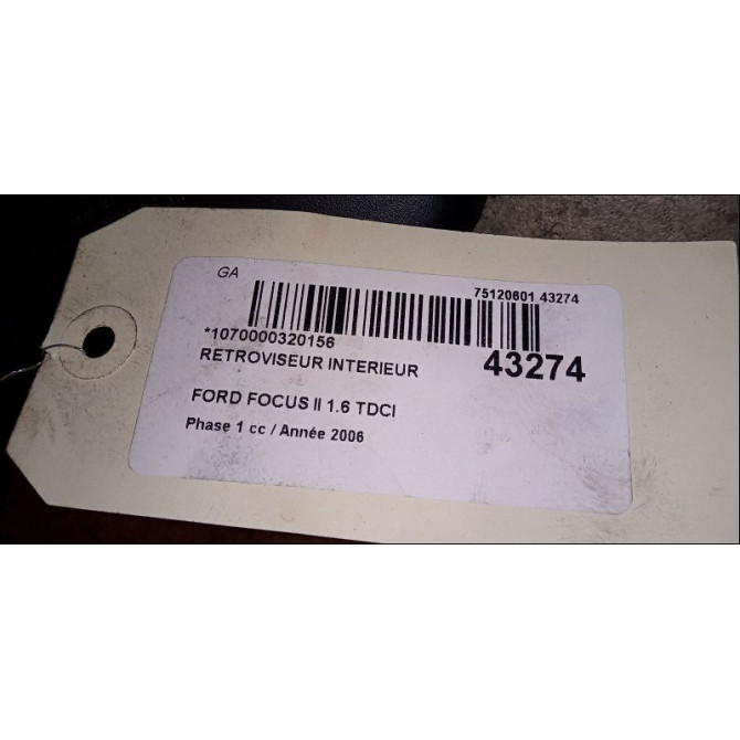 Retroviseur interieur occasion FORD FOCUS II Phase 1 09-2004->12-2007 1.6 TDCI 110ch 5260683 3