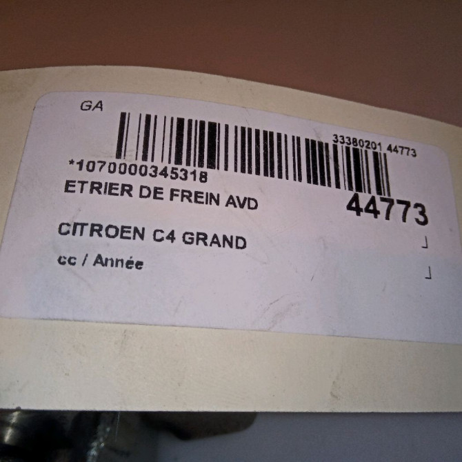 Etrier de frein avant droit occasion CITROEN C4 GRAND PICASSO II 1609897380 4