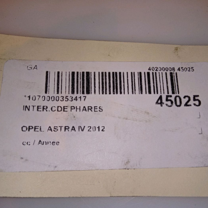 Interrupteur commande de phares occasion OPEL ASTRA IV 13268707 5