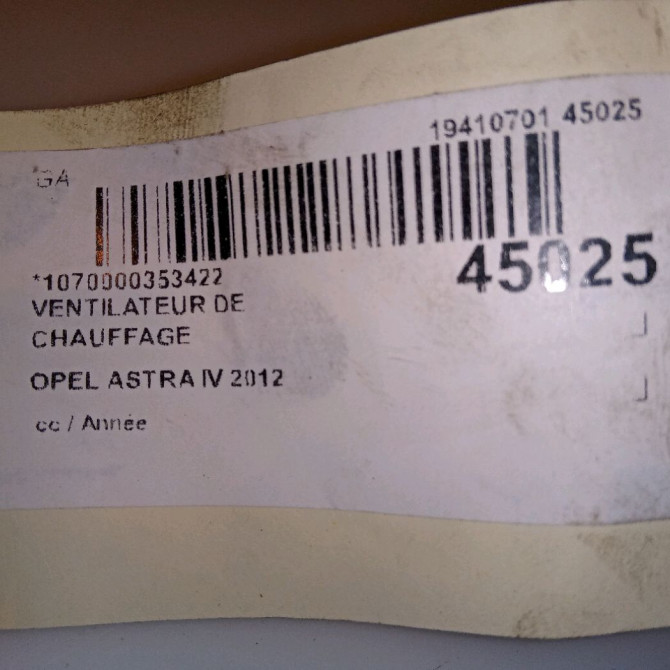 Ventilateur de chauffage occasion OPEL ASTRA IV 13276230 5