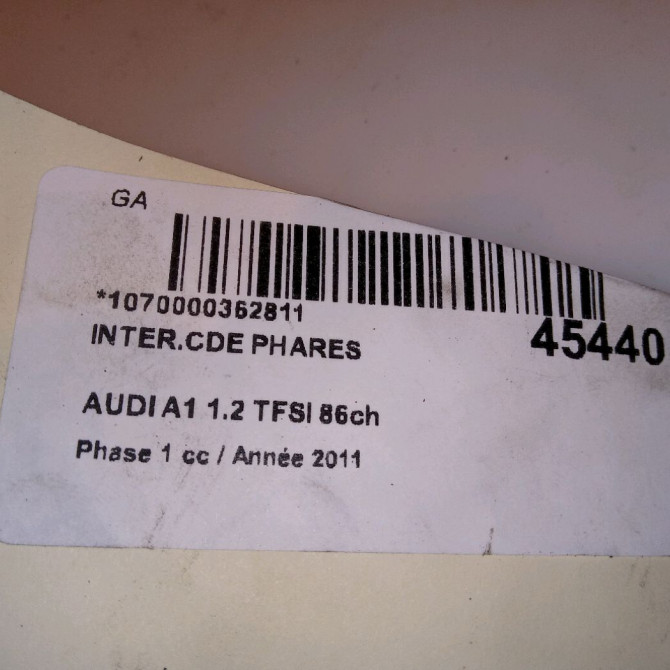 Interrupteur commande de phares occasion AUDI A1 Phase 1 06-2010->03-2015 1.2 TFSI 86ch 8P0919094B 5