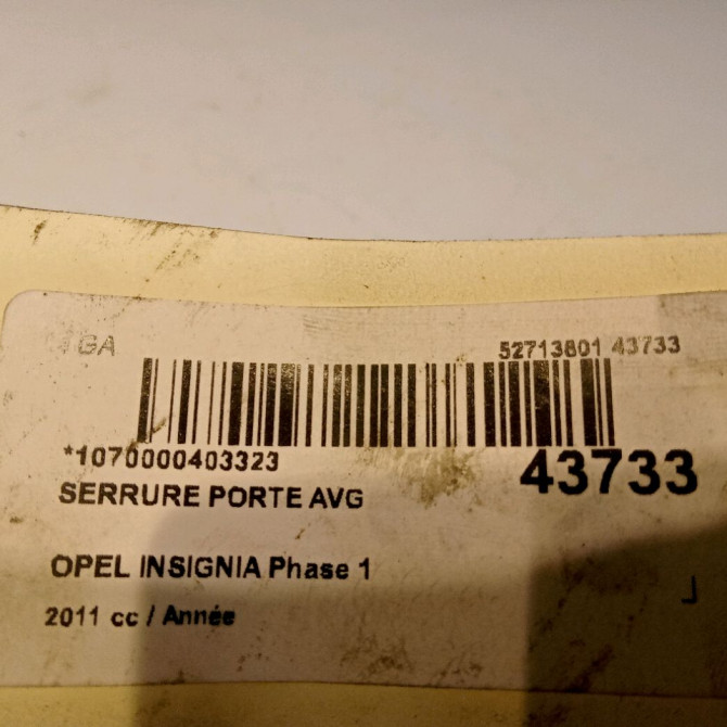 Serrure porte avg occasion OPEL INSIGNIA Phase 1 01-2009->03-2013 13579522 4
