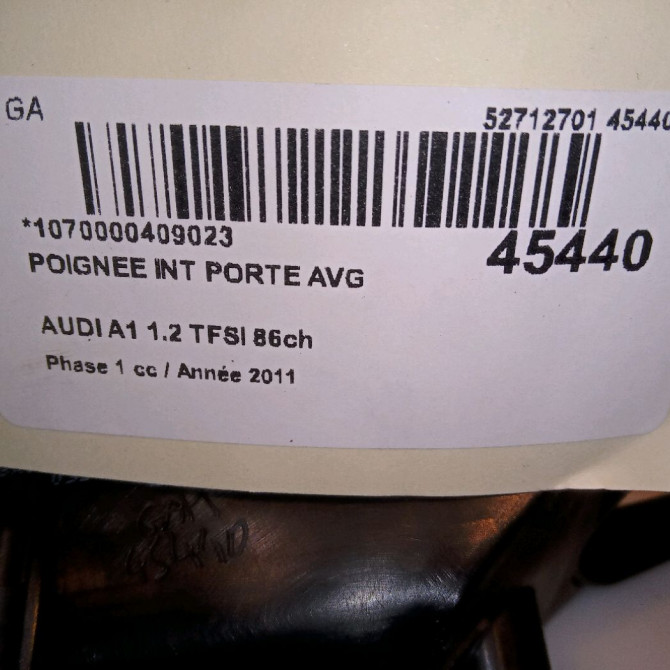 Poignee int porte avg occasion AUDI A1 Phase 1 06-2010->03-2015 1.2 TFSI 86ch 8X0837019A4PK 5