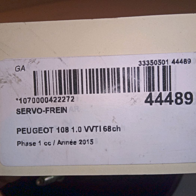 Servo-frein occasion PEUGEOT 108 Phase 1 06-2014->... 1.0 VVTI 68ch 1612195580 4