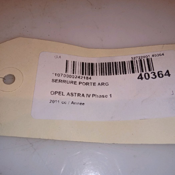 Serrure porte arg occasion OPEL ASTRA IV Phase 1 01-2010->06-2012 13579557 4