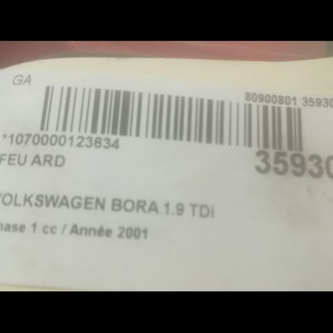 Feu arrière droit occasion VOLKSWAGEN BORA Phase 1 10-1998->12-2005 1.9 TDi 115ch 1J5945096AD 3