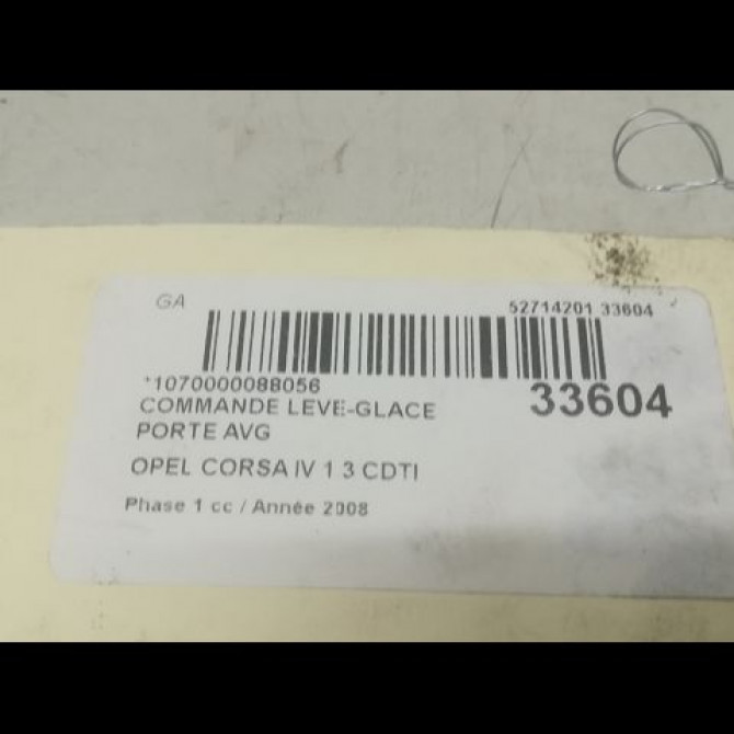 Commande lève-glace porte avant gauche occasion OPEL CORSA IV Phase 1 09-2006->12-2010 1.3 CDTI 75ch 13258522 3