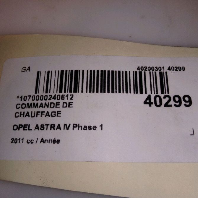 Commande de chauffage occasion OPEL ASTRA IV Phase 1 01-2010->06-2012 13360104 4