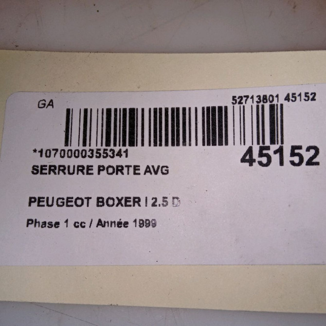 Serrure porte avg occasion PEUGEOT BOXER I Phase 1 07-1994->02-2002 2.5 D 9135F1 6