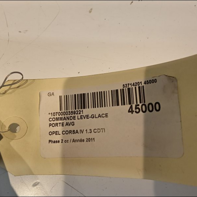 Commande lève-glace porte avant gauche occasion OPEL CORSA IV Phase 2 01-2011->03-2015 1.3 CDTI 75ch 13258522 2