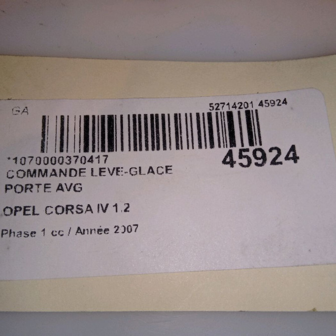 Commande lève-glace porte avant gauche occasion OPEL CORSA IV Phase 1 09-2006->12-2010 1.2 TWINPORT 80ch 13258522 5