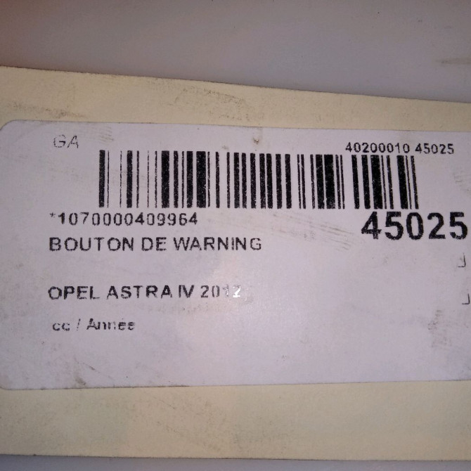 Bouton de warning occasion OPEL ASTRA IV 13285122 5