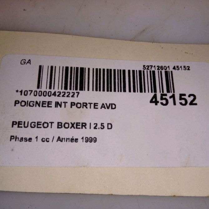 Poignee int porte avd occasion PEUGEOT BOXER I Phase 1 07-1994->02-2002 2.5 D 911752 4