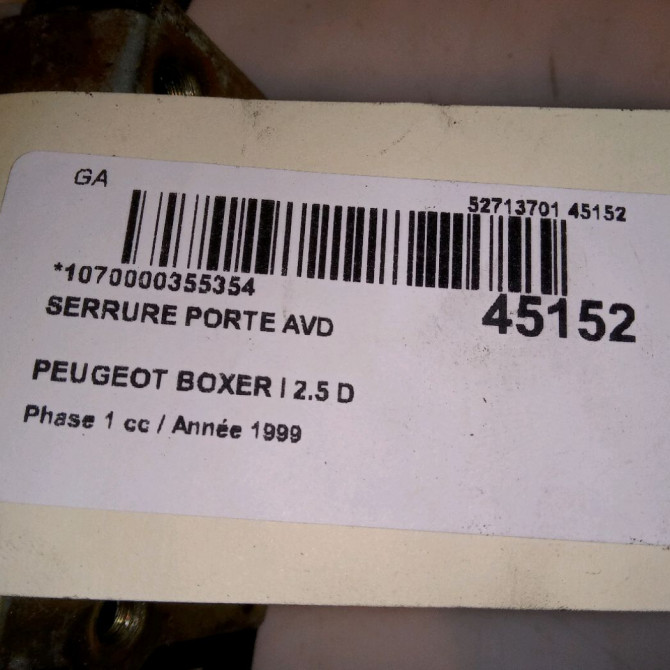 Serrure porte avd occasion PEUGEOT BOXER I Phase 1 07-1994->02-2002 2.5 D 9136G3 6