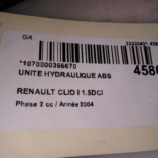 Unité hydraulique ABS occasion RENAULT CLIO II Phase 2 06-2001->07-2006 1.5DCI 100ch 6