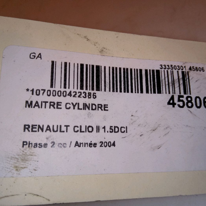 Maitre cylindre occasion RENAULT CLIO II Phase 2 06-2001->07-2006 1.5DCI 100ch 7701206898 4