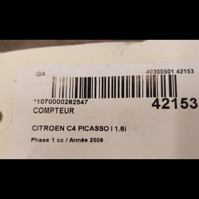 Compteur occasion CITROEN C4 PICASSO I Phase 1 01-2007->10-2013 1.6i 16v 150ch 6103KX 3