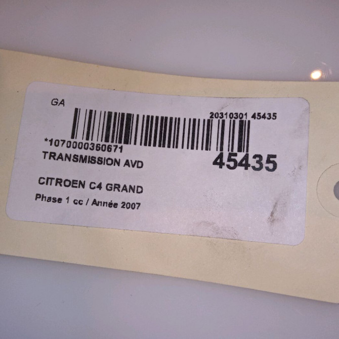 Transmission avant droite occasion CITROEN C4 GRAND PICASSO I Phase 1 10-2006->09-2013 1.6 HDI 110ch 9812781280 3