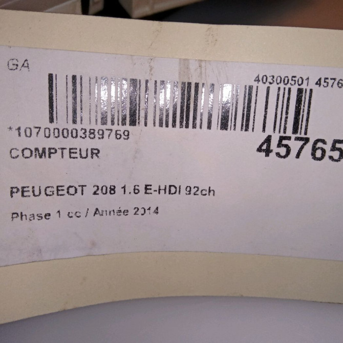 Compteur occasion PEUGEOT 208 208 Phase 1 2012-03-01->2015-09-30 1.6 E-HDI 92ch 9822633380 5