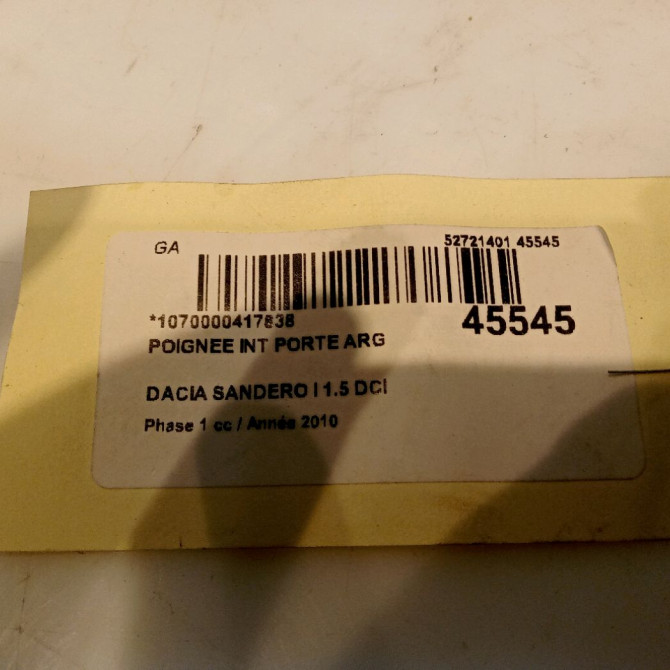 Poignee int porte arg occasion DACIA SANDERO I Phase 1 06-2008->10-2012 1.5 DCI 85ch 8200735219 4