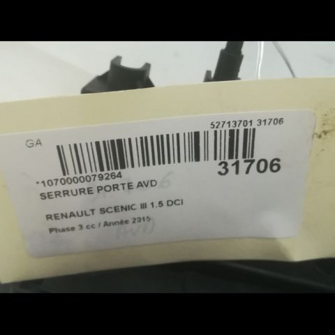 Serrure porte avd occasion RENAULT SCENIC III Phase 3 04-2013->... 1.5 DCI 110ch 805020006R 5