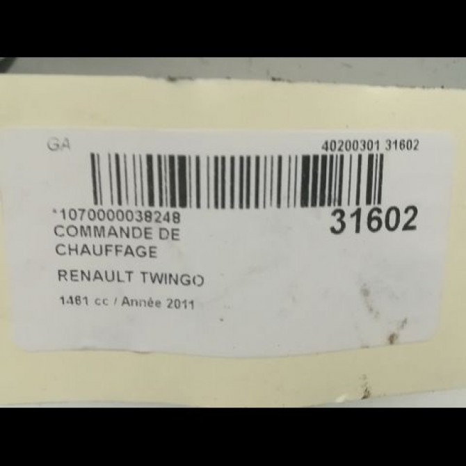Commande de chauffage occasion RENAULT TWINGO II Phase 2 12-2011->12-2014 1.5 DCI 75ch 4