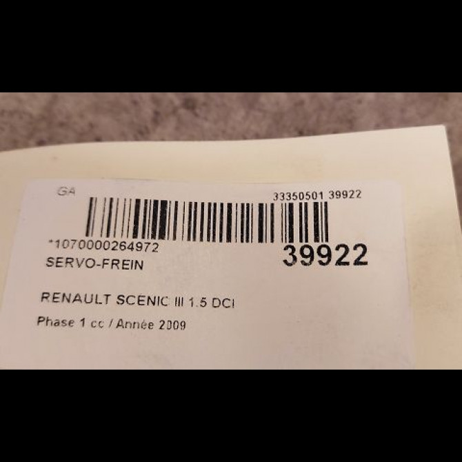 Servo-frein occasion RENAULT SCENIC III Phase 1 04-2009->11-2011 1.5 DCI 105ch 472104219R 3