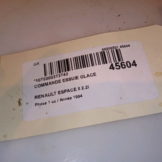 Commande essuie glace occasion RENAULT ESPACE II Phase 1 04-1991->02-1995 2.2i 110ch 4
