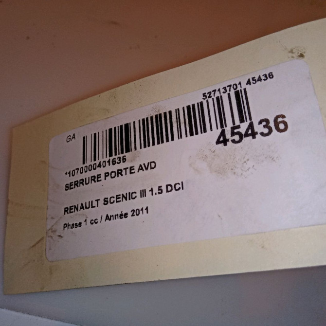 Serrure porte avd occasion RENAULT SCENIC III Phase 1 04-2009->11-2011 1.5 DCI 105ch 805020006R 5