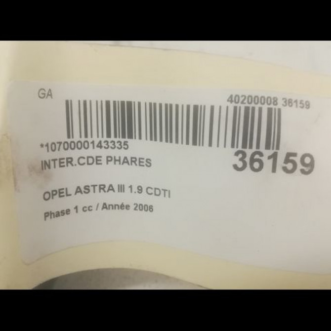 Interrupteur commande de phares occasion OPEL ASTRA III ASTRA III Phase 1 2004-04-01->2006-12-31 1.9 CDTI 120ch 13129642 3
