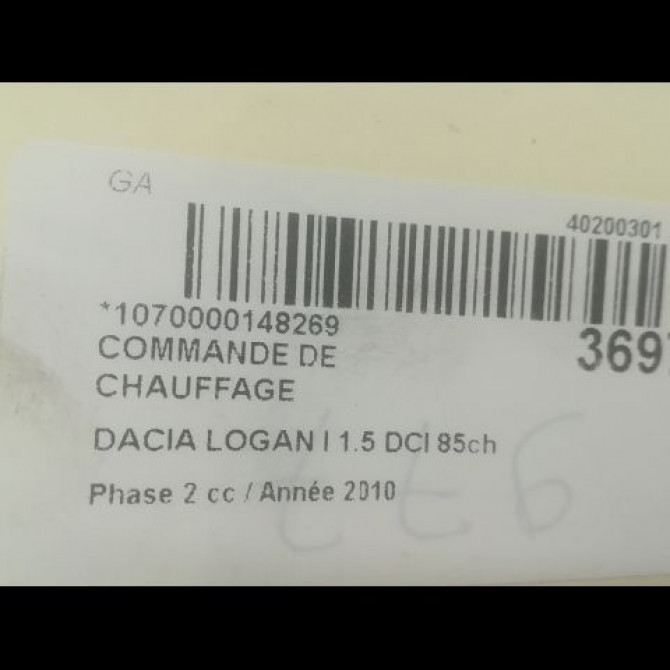 Commande de chauffage occasion DACIA LOGAN I Phase 2 07-2008->12-2012 1.5 DCI 85ch 6001551800 3