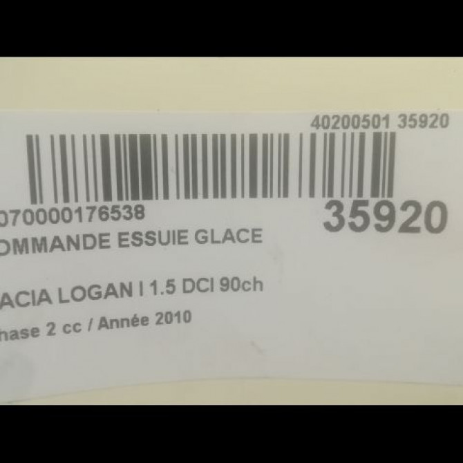 Commande essuie glace occasion DACIA LOGAN I Phase 2 07-2008->12-2012 1.5 DCI 90ch 6001551358 3